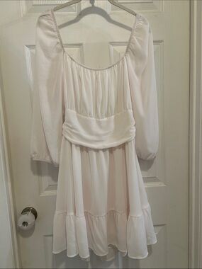 Women's Blush Mini Dress with Puff Sleeves